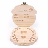 3 PCS Wood Baby Teeth Box Organizer Milk Teeth Storage Box, Language:Russian(Crown girl yellow)