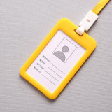 3 PCS Credit Card Holders PU Bank Card Neck Strap Bus Card ID Card Holder Identity Badge with Lanyard(Yellow)