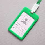 3 PCS Credit Card Holders PU Bank Card Neck Strap Bus Card ID Card Holder Identity Badge with Lanyard(Green)