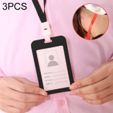 3 PCS Credit Card Holders PU Bank Card Neck Strap Bus Card ID Card Holder Identity Badge with Lanyard(Black)