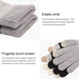 Winter Touch Screen Gloves Women Men Warm Stretch Knit Mittens Imitation Wool Thicken Full Finger Gloves(C-Black)