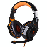 KOTION EACH G2000 Over-ear Game Gaming Headphone Headset Earphone Headband with Mic Stereo Bass LED Light for PC Gamer,Cable Length: About 2.2m(Orange + Black)