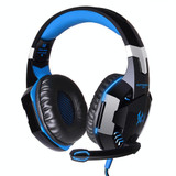 KOTION EACH G2000 Over-ear Game Gaming Headphone Headset Earphone Headband with Mic Stereo Bass LED Light for PC Gamer,Cable Length: About 2.2m(Blue + Black)