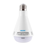 ESCAM QP137 2MP HD 1080P 360 Degree Panoramic Bluetooth Speaker Bulb IP Camera, E27, WiFi, Motion Detection,(White)