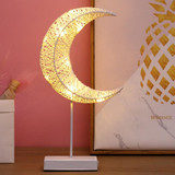 Moon Shape Rattan Romantic LED Holiday Light with Holder, Warm Fairy Decorative Lamp Night Light for Christmas, Wedding, Bedroom(Warm White)