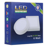 6W Square LED Surface Panel Light with LED Driver, 12cm 30 LEDs SMD 2835 3000K, AC 85-265V