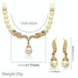 3 in 1 Bridal Accessories Lady Classic Fashion Bead Earring Necklace Jewelry Set