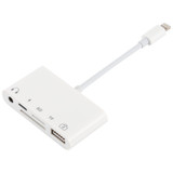 5 in 1  8 Pin to USB HUB And USB-C / Type-C And 3.5mm Earphone And SD And TF Card Reader