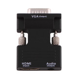 HDMI Female to VGA Male Converter with Audio Output Adapter for Projector, Monitor, TV Sets(Black)