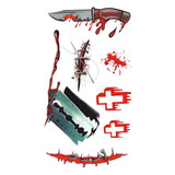 S-299 50 PCS Halloween Terror Wound Realistic Blood Injury Scar Temporary Tattoo Sticker