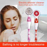 Multi-function Electric Waterproof Bath Cleansing Brush Long-handled Massage Brush, with 4 Brush Heads(Orange)
