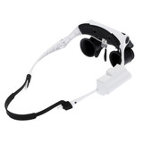 10X 15X 20X 25X Wearing Glasses Eyes Illuminated Magnifier Magnifying Watch Repairing Loupe With LED Light(White)