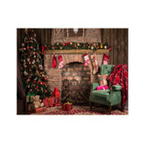 2.1m x 1.5m 3D Christmas Fireplace Studio Background Cloth