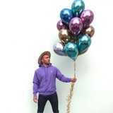 50 PCS 12inch Glossy Metal Pearl Latex Balloons Metallic Color Inflatable Air Ball Birthday Party Decor(Purple)