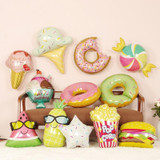 4 PCS Doughnut Candy Ice Cream Shaped Foil Balloons Happy Birthday Decorations Big Inflatable Helium(Green Ice cream)