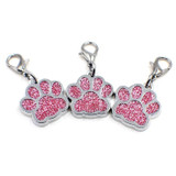 10 PCS Enamel Cat Dog  Bear Paw Prints Key Chain Jewelry Making(Pink)