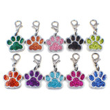 10 PCS Enamel Cat Dog  Bear Paw Prints Key Chain Jewelry Making