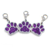 10 PCS Enamel Cat Dog  Bear Paw Prints Key Chain Jewelry Making(Dark Purple)