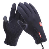 Cycling Gloves Full Finger Neoprene PU Breathable Leather Warm Winter Outdoor Sports Gloves(Black)