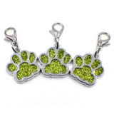 10 PCS Enamel Cat Dog  Bear Paw Prints Key Chain Jewelry Making(Light Green)