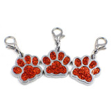 10 PCS Enamel Cat Dog  Bear Paw Prints Key Chain Jewelry Making(Red)