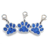10 PCS Enamel Cat Dog  Bear Paw Prints Key Chain Jewelry Making(Dark Blue)