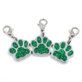 10 PCS Enamel Cat Dog  Bear Paw Prints Key Chain Jewelry Making(Dark Green)
