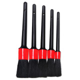 5 in 1 Car Detailing Brush Cleaning Natural Boar Hair Brushes Auto Detail Tools Products Wheels Dashboard,Random Color Delivery