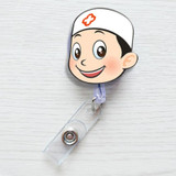 Doctor Head Pattern Cute Retractable Badge Reel Student Nurse ID Name Card Badge