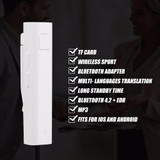 Bluetooth Receiver Smart Headphone Voice Translator 26 Multi-language Travel Business TF Card Voice Text Interpreter Earphone(White)