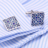 Luxury Shirt Cufflink Floral Texture Cuff Button for Men, A Pair(Silver)