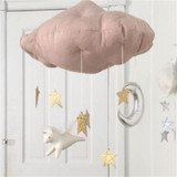 Baby Nursery Ceiling Mobile Party Decoration Clouds Moon Stars Hanging Decorations Kids Room Decoration for Baby Bedding(Pink Gold)