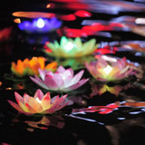 3 Color LED Flood Light Artificial Lotus Floating Flower Shape Lamps For Outdoor Swimming Pool Wishing Party(Pink)