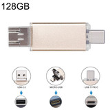 128GB 3 in 1 USB-C / Type-C + USB 2.0 + OTG Flash Disk, For Type-C Smartphones & PC Computer(Gold)