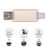 128GB 3 in 1 USB-C / Type-C + USB 2.0 + OTG Flash Disk, For Type-C Smartphones & PC Computer(Gold)