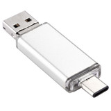 64GB 3 in 1 USB-C / Type-C + USB 2.0 + OTG Flash Disk, For Type-C Smartphones & PC Computer (Silver)