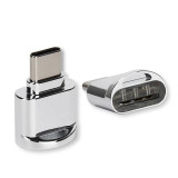 TF Card to USB-C / Type-C Male Aluminum Alloy OTG Adapter with Keychain(Silver)