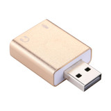 Aluminum Shell 3.5mm Jack External USB Sound Card HIFI Magic Voice 7.1 Channel Adapter Free Drive for Computer, Desktop, Speakers, Headset, Microphone(Gold)