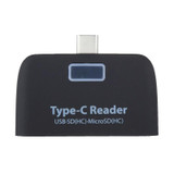 TF + SD Card + USB Port to USB-C / Type-C Adapter Card Reader Connection Kit with LED Indicator Light(Black)