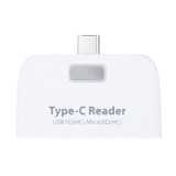 TF + SD Card + USB Port to USB-C / Type-C Adapter Card Reader Connection Kit with LED Indicator Light(White)