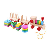 Wooden Train Shape Building Blocks Toy Baby Early Learning Training Toy