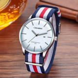 CAGARNY 6865 Concise Style Ultra Thin Waterproof Quartz Wrist Watch with Striped Nylon Band