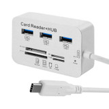 USB 3.1 Type-C COMBO 3 Ports HUB + MS DUO / SD(HC) / M2 / T-Flash Card Reader with LED Indication(Silver)