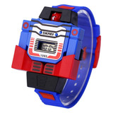 SKMEI Transformation Toy Shape Changing Removable Dial Digital Movement Children Watch with PU Plastic Cement Band(Red)