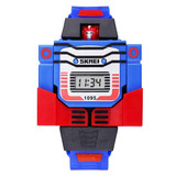 SKMEI Transformation Toy Shape Changing Removable Dial Digital Movement Children Watch with PU Plastic Cement Band(Dark Blue)