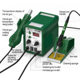 BEST BST-878D 2 in 1 AC 220V 700W LED Displayer Helical Wind Adjustable Temperature Unleaded Hot Air Gun + Solder Station & Soldering Iron(Blue)