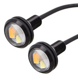 2 PCS 22.5mm 2W 200LM White + Yellow Light 4 LED SMD 5630 Eagle Eye Car Steering Light Daytime Running Light(Black)