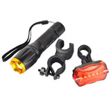 LT-TJ CREE XM-L T6 5-Modes LED Flashlight , 2000 LM Adjustable Focus with Bicycle Tail Light & Mounting Clip
