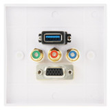USB 3.0 Female Plug + 3 RCA Female Plugs + VGA Female Plug Wall Plate Panel