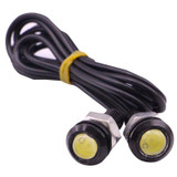 2 PCS 2x 2W Waterproof Eagle Eye Light White LED Light for Vehicles, Cable Length: 60cm(Black)